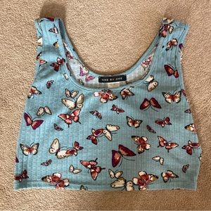 butterfly ribbed tank crop top